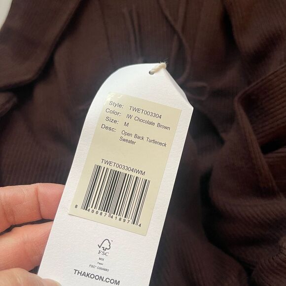 NWT Thakoon Open Back Turtleneck Sweater, Size Medium Color Chocolate Brown - Picture 6 of 6